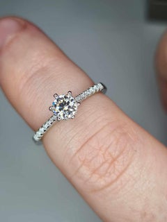 Moissanite Solitaire Engagement Ring Band 925 Silver Promise Ring.
