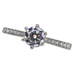 Moissanite Solitaire Engagement Ring Band 925 Silver Promise Ring.