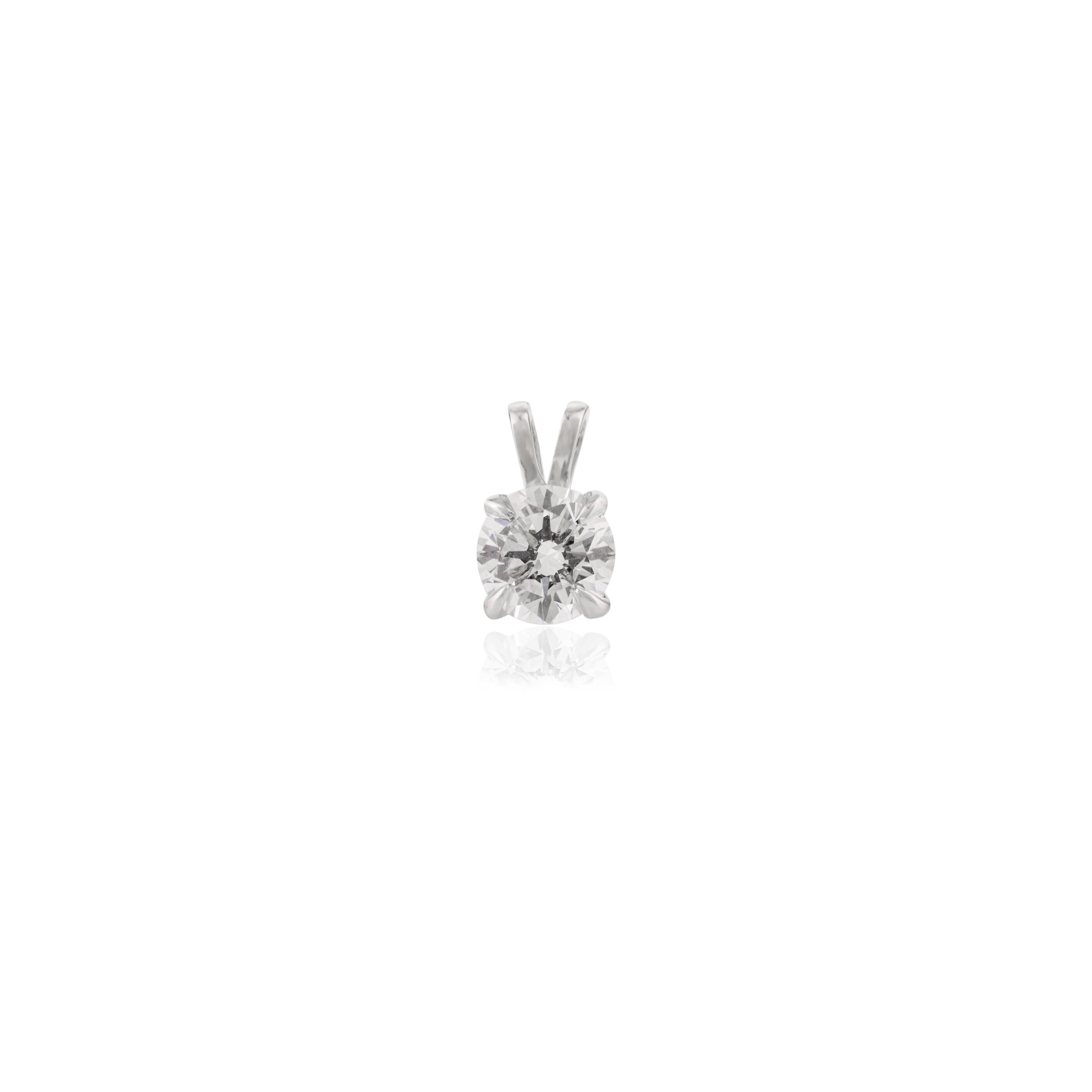 Moissanit Solitär Everyday Anhänger aus 14k massivem Weißgold Hochzeitsgeschenk (Rundschliff) im Angebot