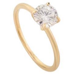 Bague de promesse solitaire en or jaune massif 18 carats Moissanite pour mère