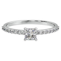 Anillo solitario de moissanita Plata de ley 925 Anillo corte princesa Regalo para mujer.