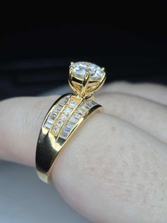 Moissanite Solitaire Ring Band 925 Sterling Silver Gold Over Birthday Ring.