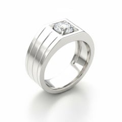 Moissanite solitaire ring for men silver, gold