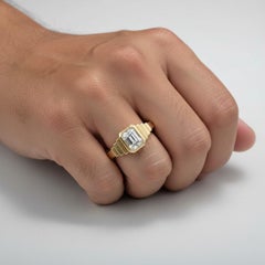 Moissanite solitaire ring for men silver, gold