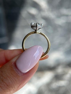 Moissanite Solitare Ring 14k Yellow Gold Engagement Ring with 2 cts Moissanite