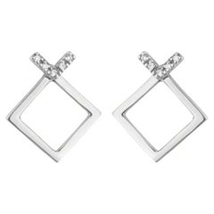 Pendientes cuadrados de moissanita Par de pendientes de plata de ley 925 Regalo para mujer.