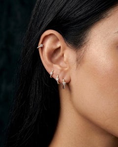 Moissanite Star Shaped Huggie Earrings 925 Sterling Siver Small Hoop Earrings.