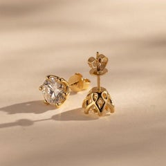Moissanite Stud Earring 14k Gold Round Cut Studs Anniversary Gift.