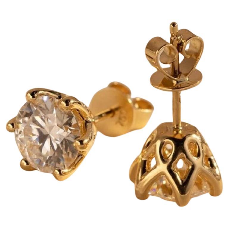 Moissanite Stud Earring 925 Sterling Silver Round Cut Studs Anniversary Gift.