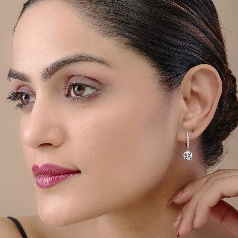 Moissanite Stud Earrings Cushion Drop Hoop Earrings 925 Sterling Silver Gift. 

Closure: Screw back



A P P R O X T I M E

All items are custom made to order. Our approx time is about 6 - 10 business days. This can change during peak season

Note: