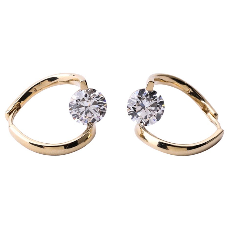 Pendientes de moissanita. Pendientes minimalistas de plata de ley 925 para ella. en venta