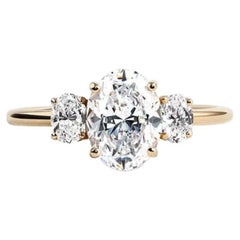 Moissanite Three Stone Wedding Ring 925 Sterling Silver Oval Promise Ring.