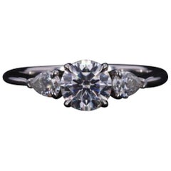 Moissanite Three Stone Wedding Ring 925 Sterling Silver Round Cut Ring For Her.