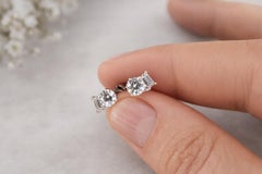 Moissanite toi and moi earrings in 14k gold