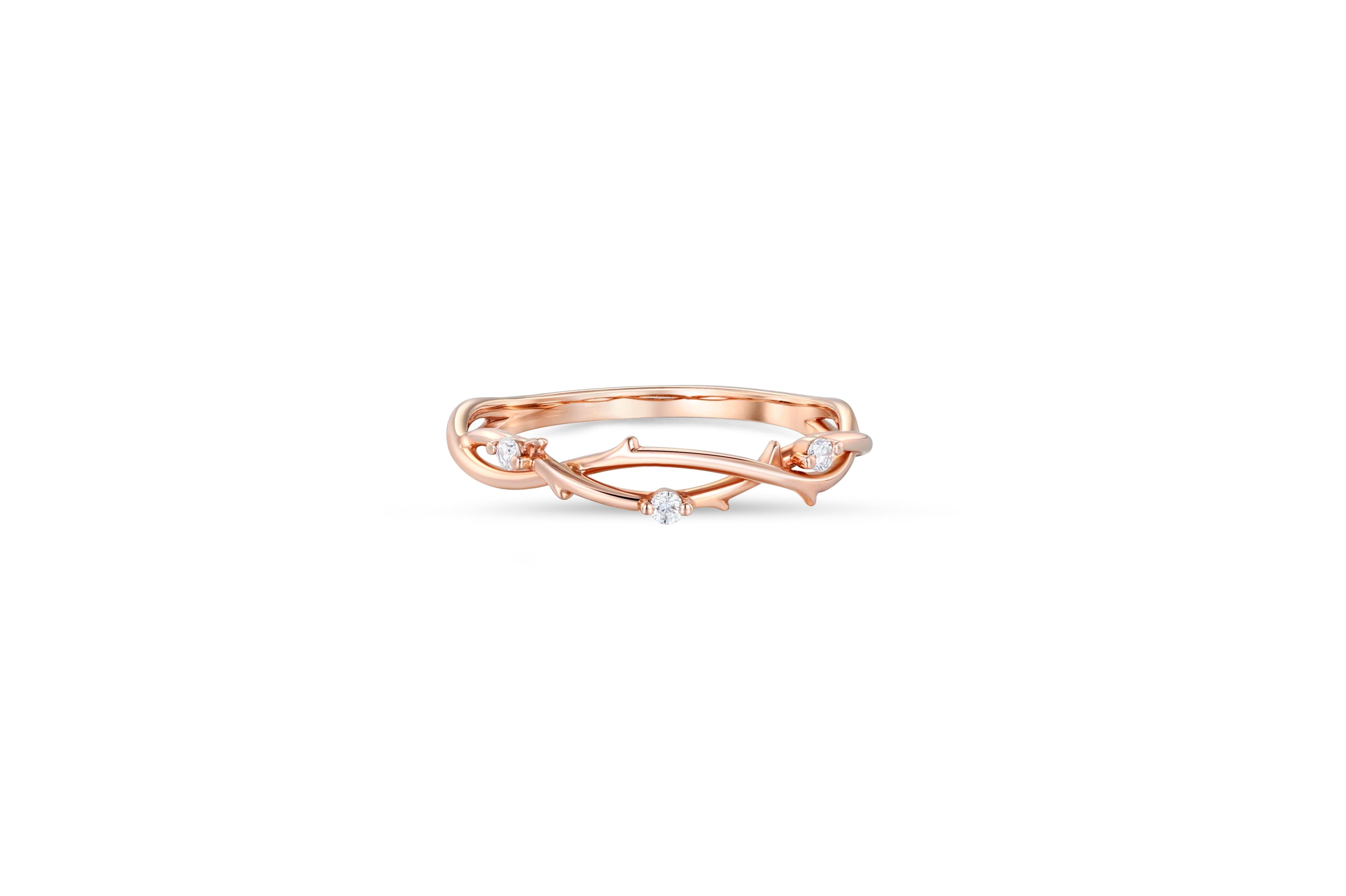 For Sale:  Moissanite twig wedding 14k gold band. 2