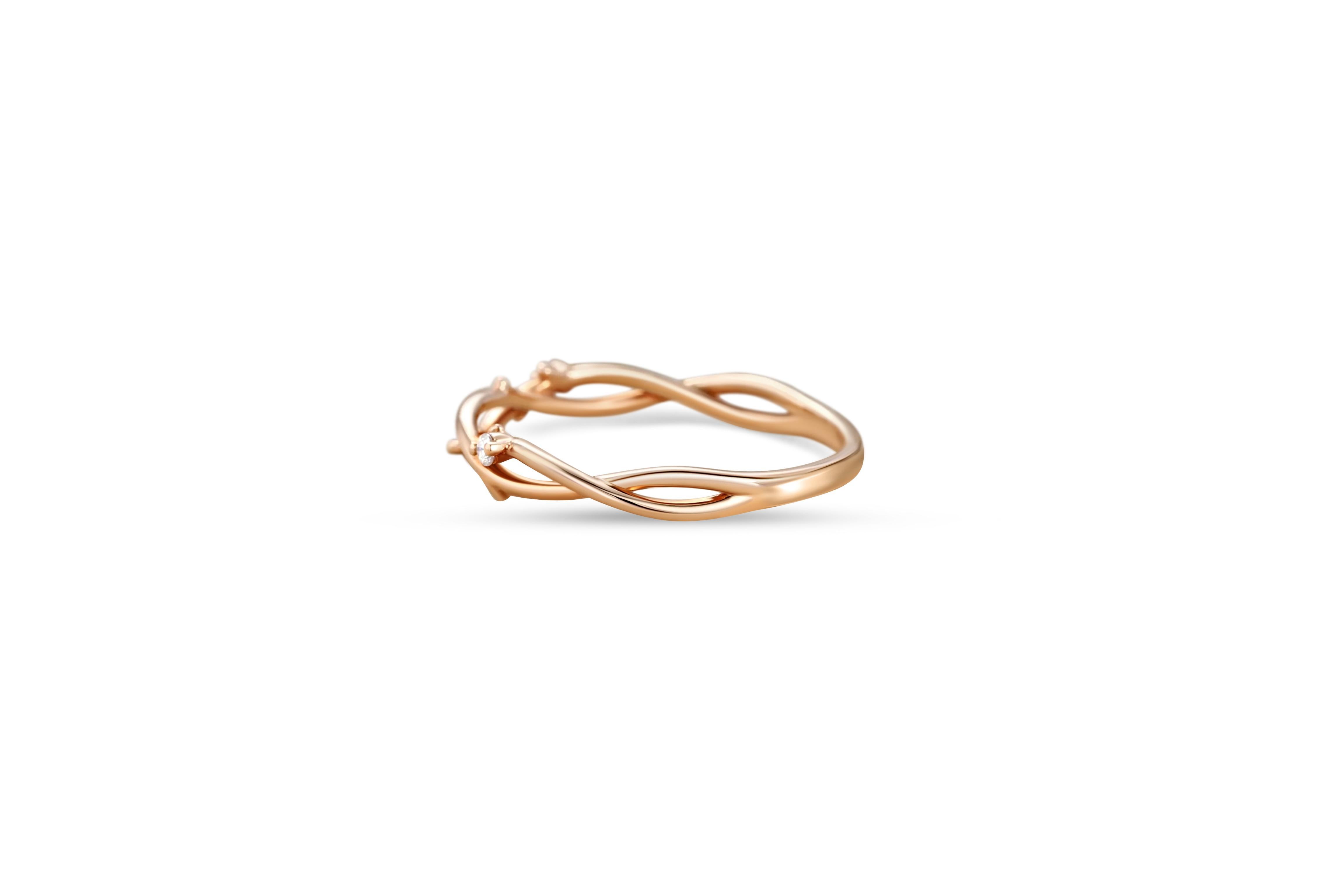 For Sale:  Moissanite twig wedding 14k gold band 2