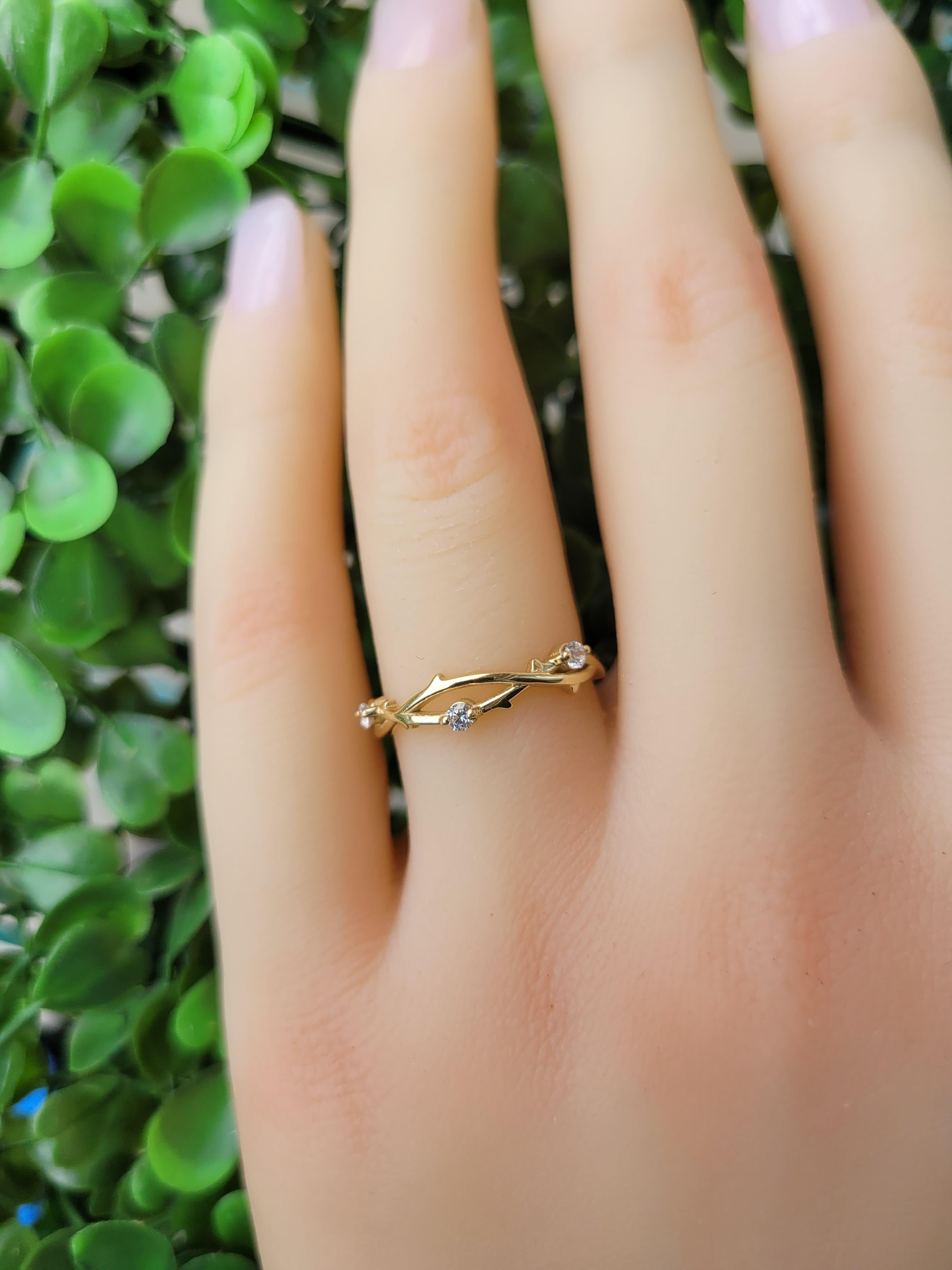 For Sale:  Moissanite twig wedding 14k gold band 3