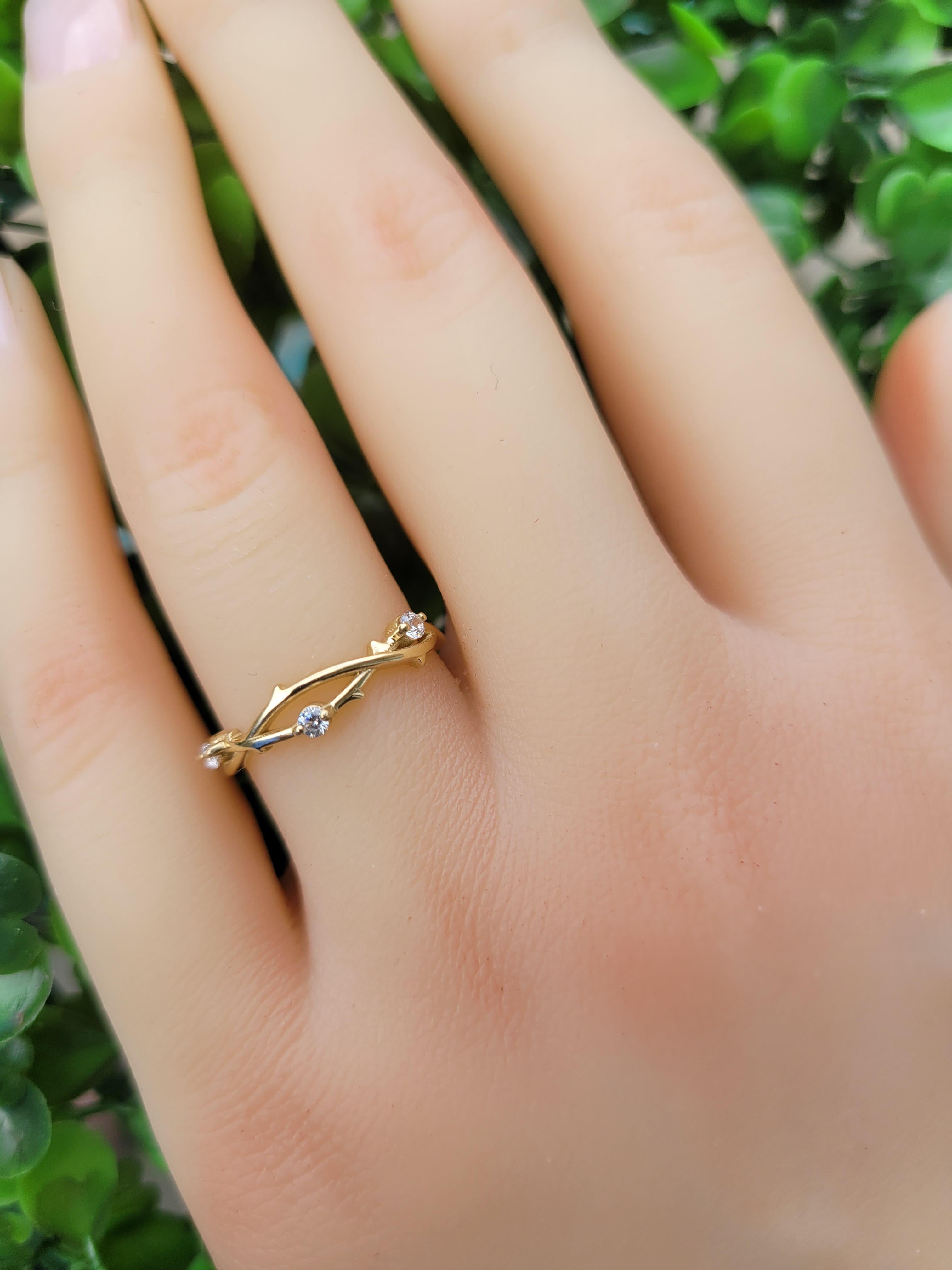 For Sale:  Moissanite twig wedding 14k gold band 5