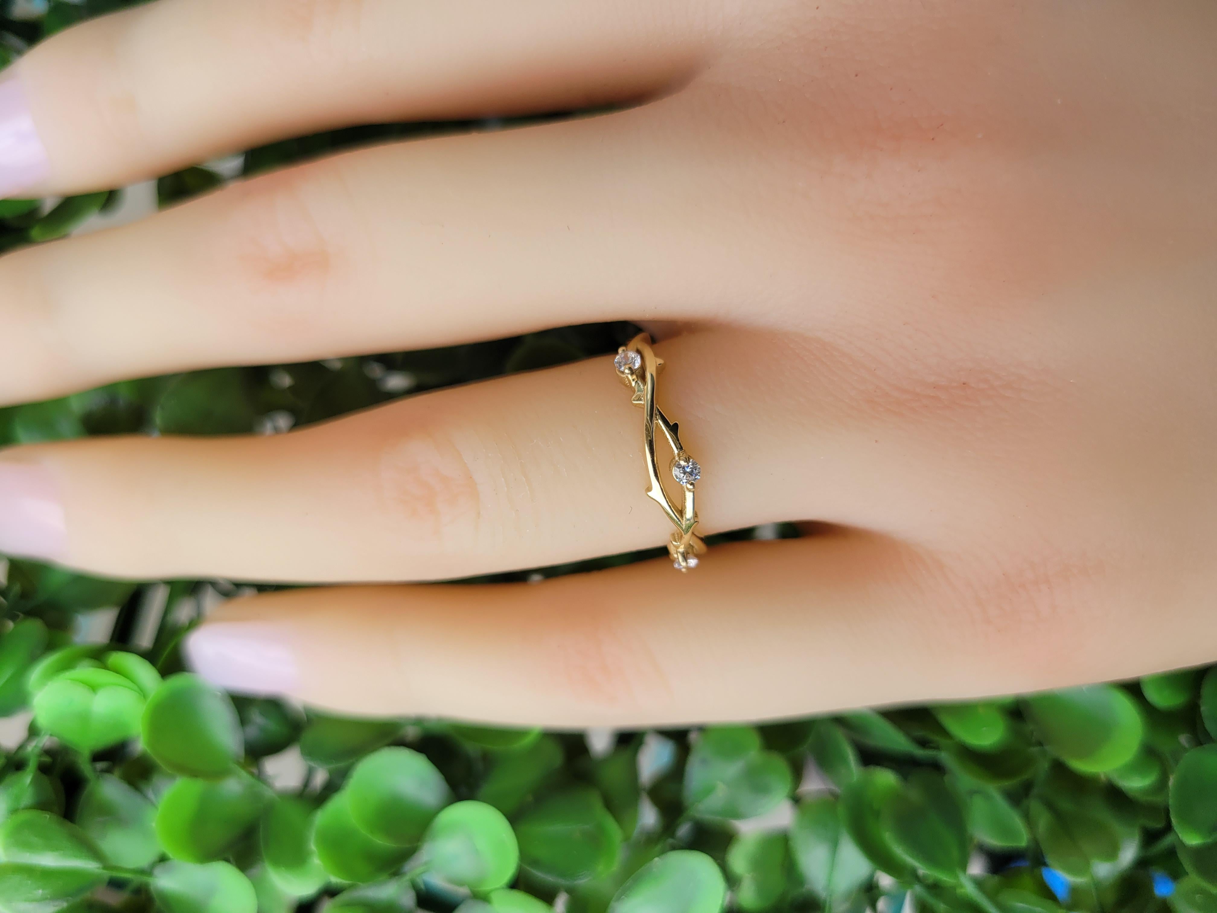 For Sale:  Moissanite twig wedding 14k gold band. 8