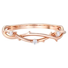 Anneau de mariage en or 14k avec brindilles en moissanite.