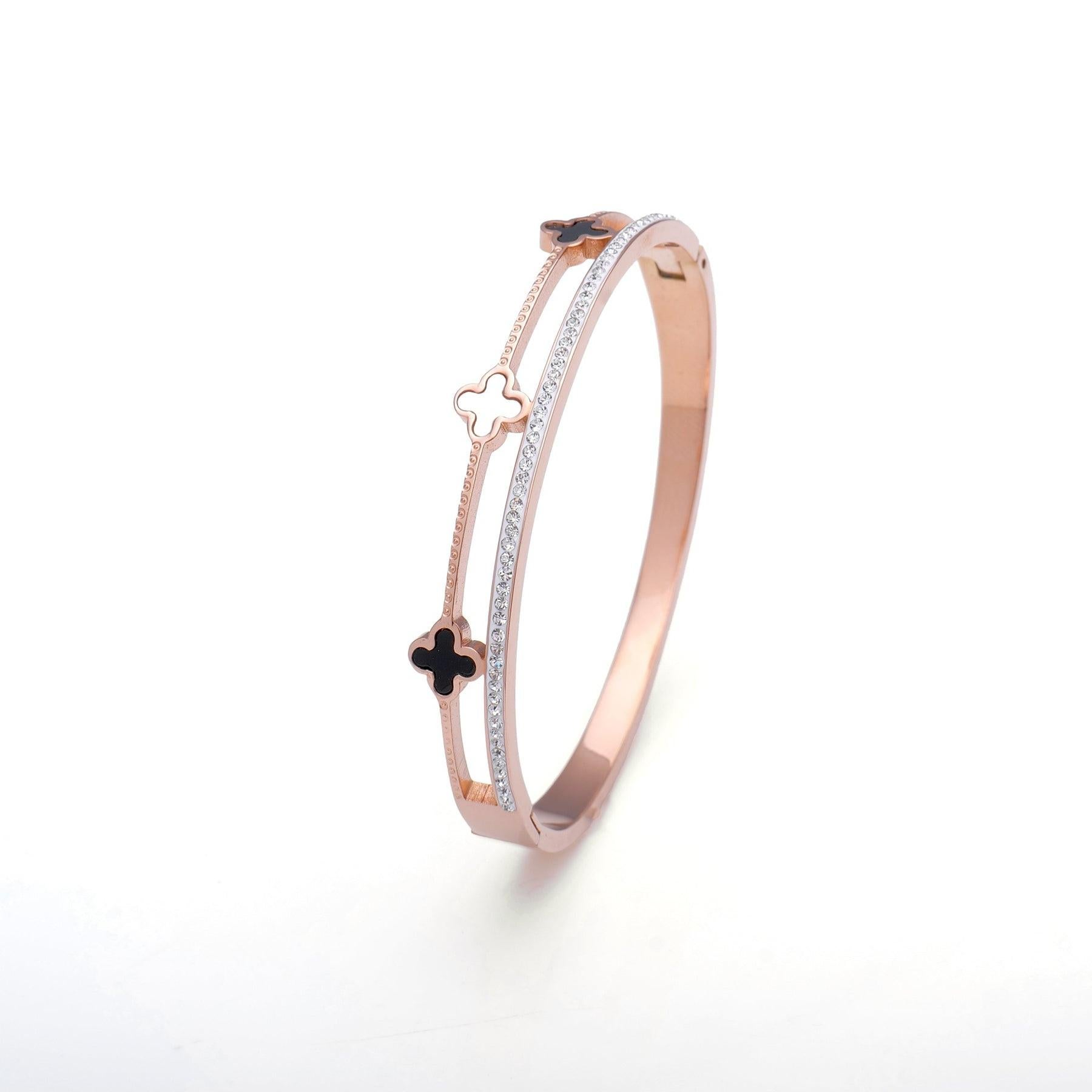 Art Déco Moissanite da donna  bracciali 925 Argento donna trifoglio Smalto  braccialetti in vendita