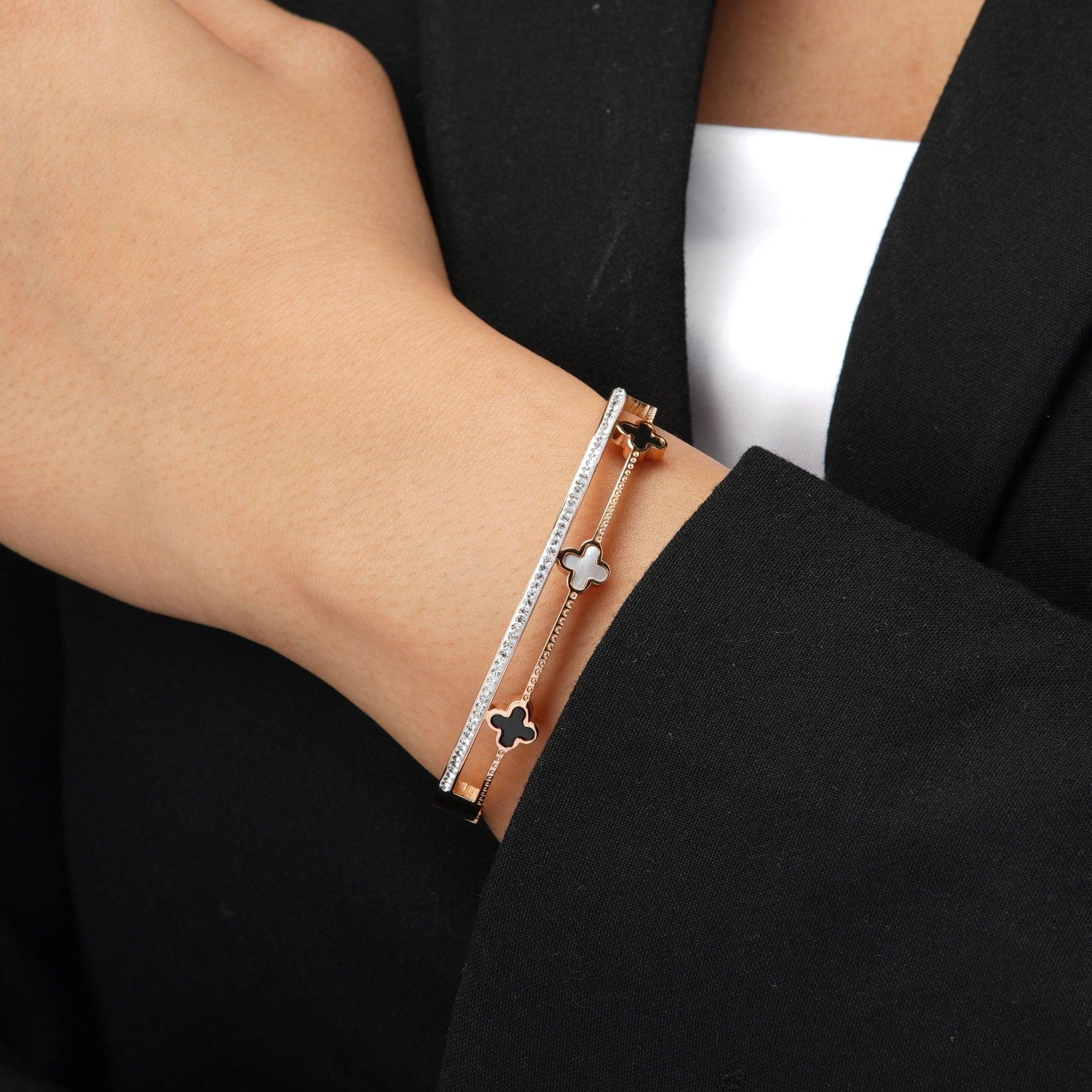 Moissanite da donna  bracciali 925 Argento donna trifoglio Smalto  braccialetti in vendita 1