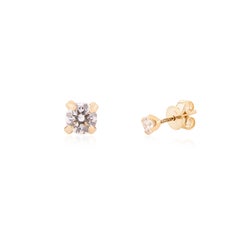 Moissanite Yellow Gold Jewelry Solitaire Push-Back Stud Earrings for Women