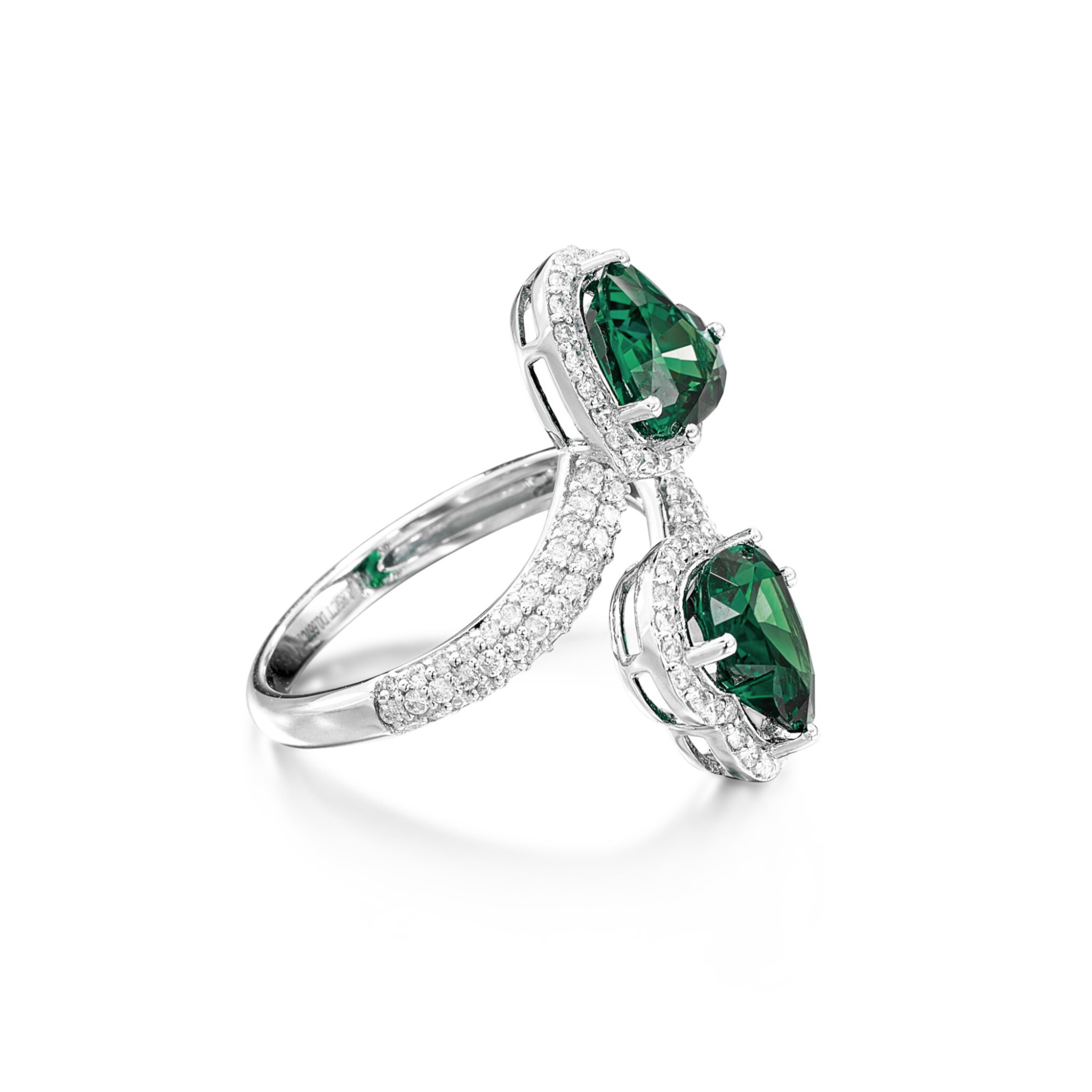 Moi&Toi 4 Karat Smaragd-Diamant-Pavé-Ring (Zeitgenössisch) im Angebot