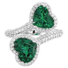 Moi&Toi 4 Carat Emerald Diamond Pave Ring