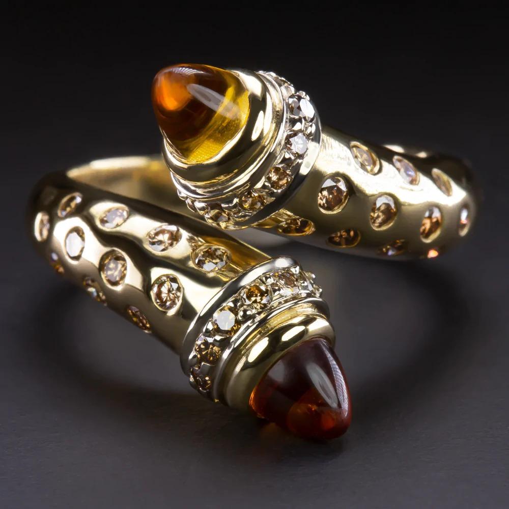 Oval Cut Moi&Toi Citrine 18 Carats Yellow Gold Ring For Sale