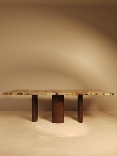 MOJE Dining Table with Walnut Legs - Patagonia stone