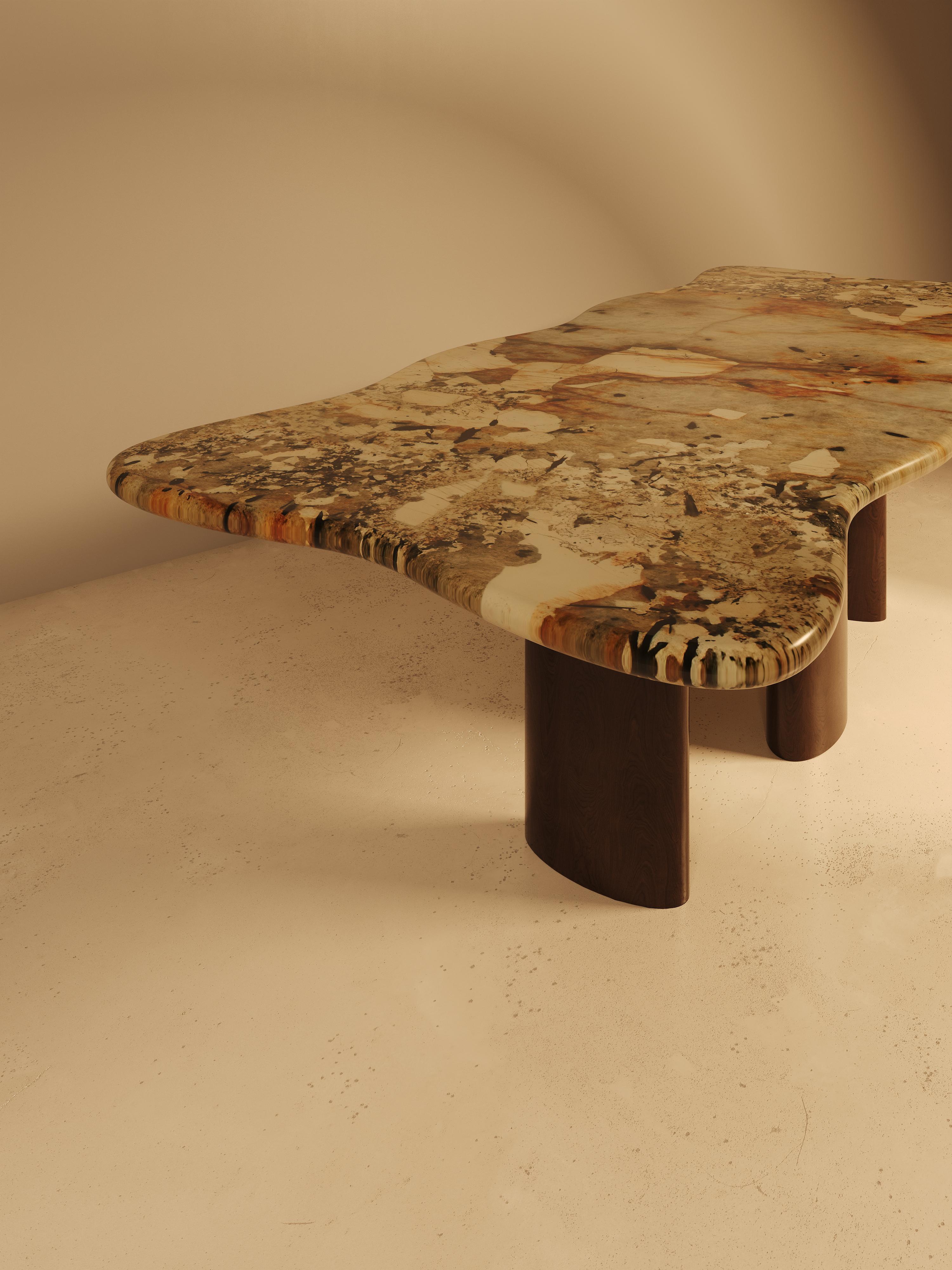 MOJE Dining Table with Walnut Legs - Patagonia stone In New Condition For Sale In London, GB