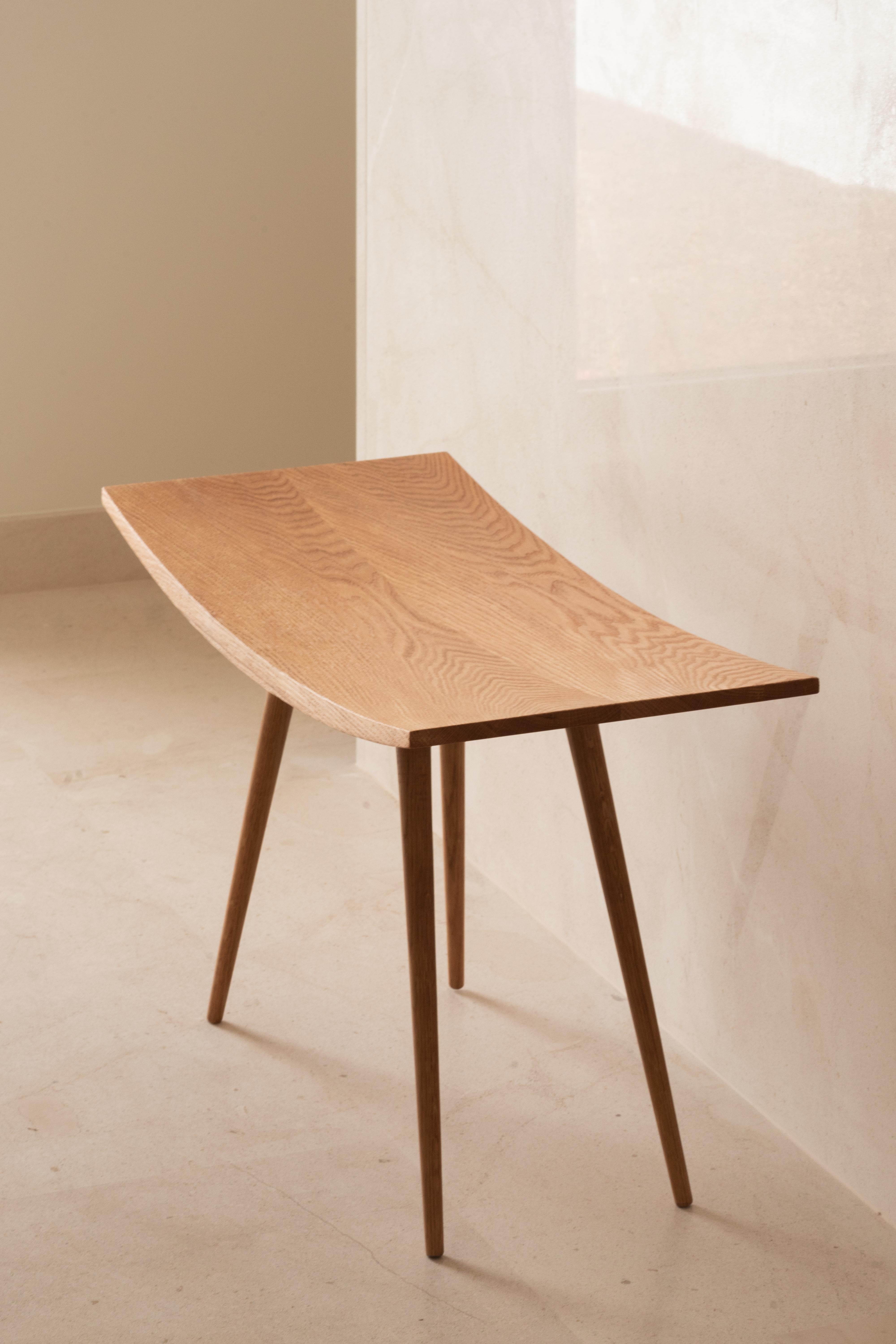 Moji stool by Iterare Arquitectos
Dimensions: D 80 x W 37 x H 58 cm
Materials: Seat, legs and backrest: Wood (in two options: Oak, Beech), Structure: Steel (in two options), Polished stainless steel or black lacquered steel.
Materials and