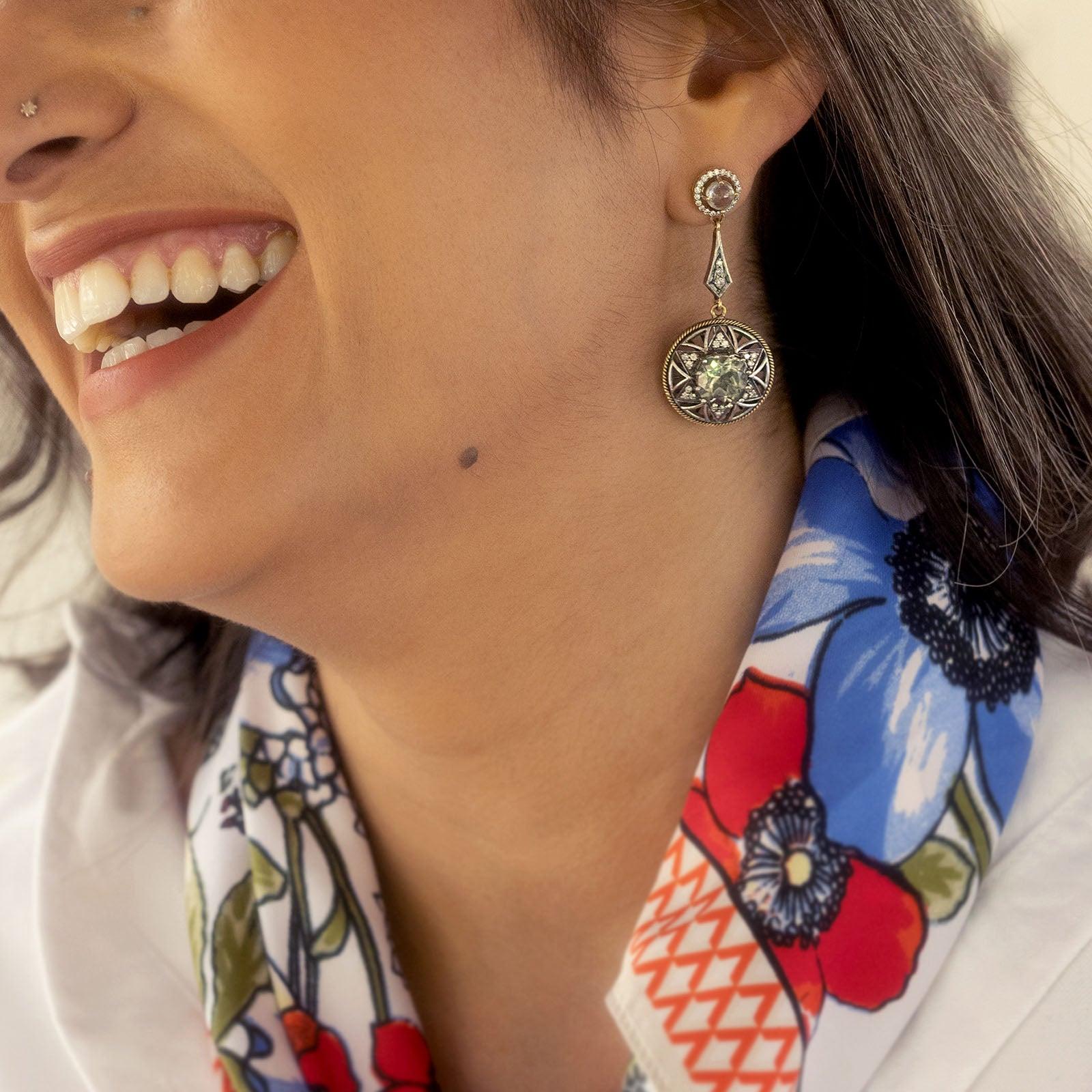 Pendientes Moi Mojito Diamante Amatista Estrella Moderno en venta