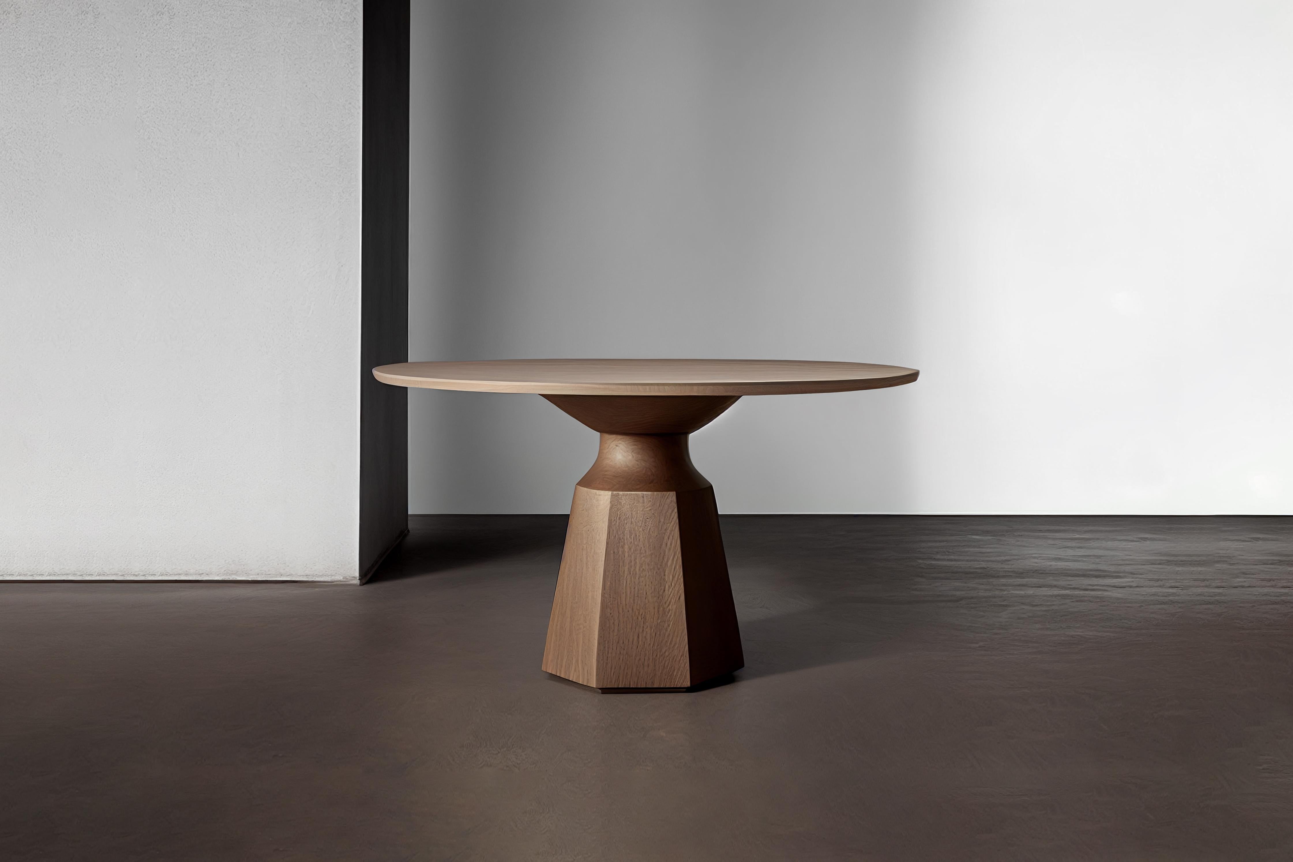 Moka dining table, round table for four by NONO.

The Moka dining table is a sculptural dining table collection inspired by the iconic Italian moka pot. Crafted from solid wood, its contemporary shapes is a design of the NONO design team. With a