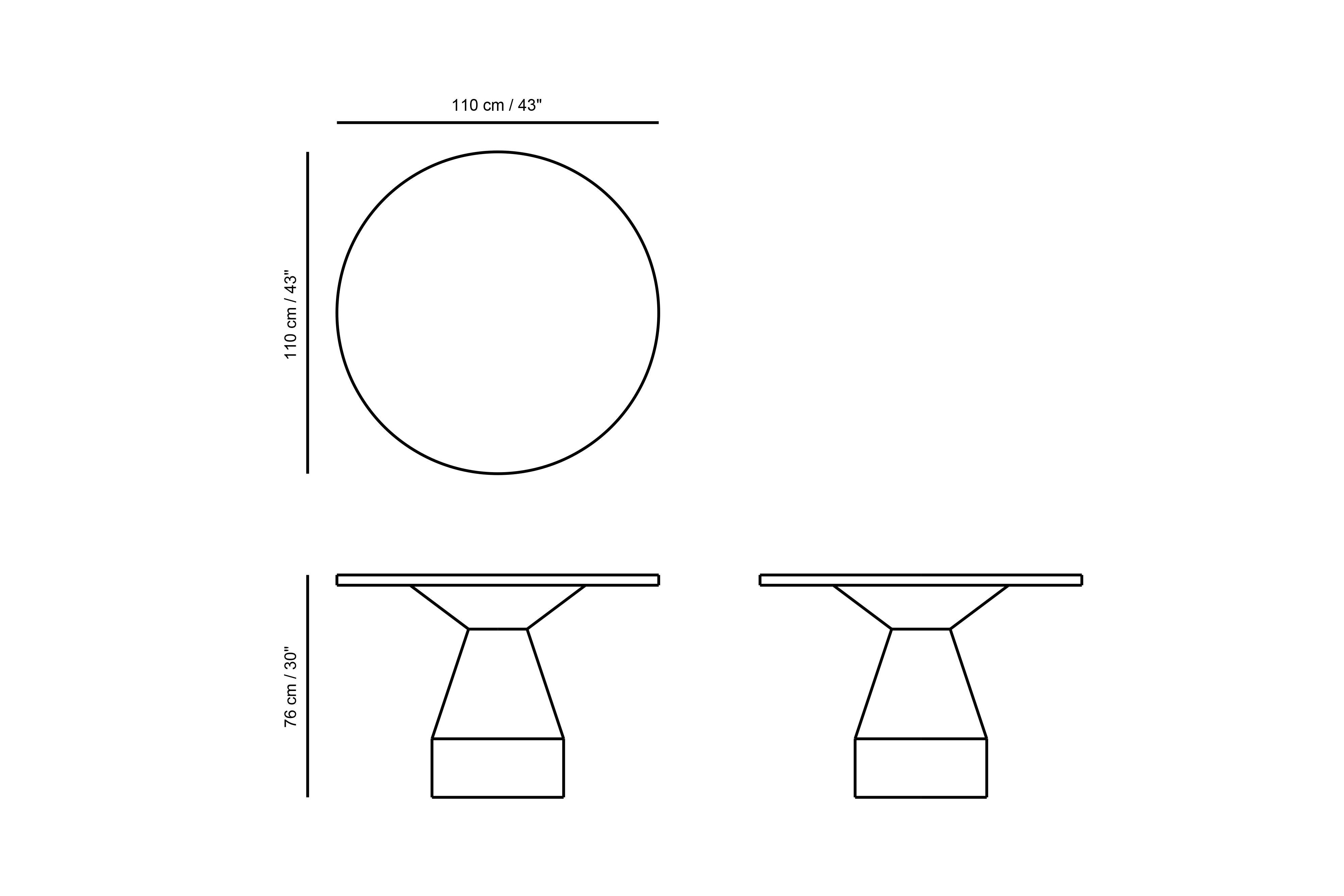 Mesa de comedor Moka F, Mesa redonda para cuatro by Nono Hecho a mano en venta