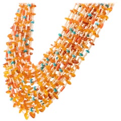 Moka Collier multi-brins en nacre ambre turquoise corail Chunky Bold Beaded