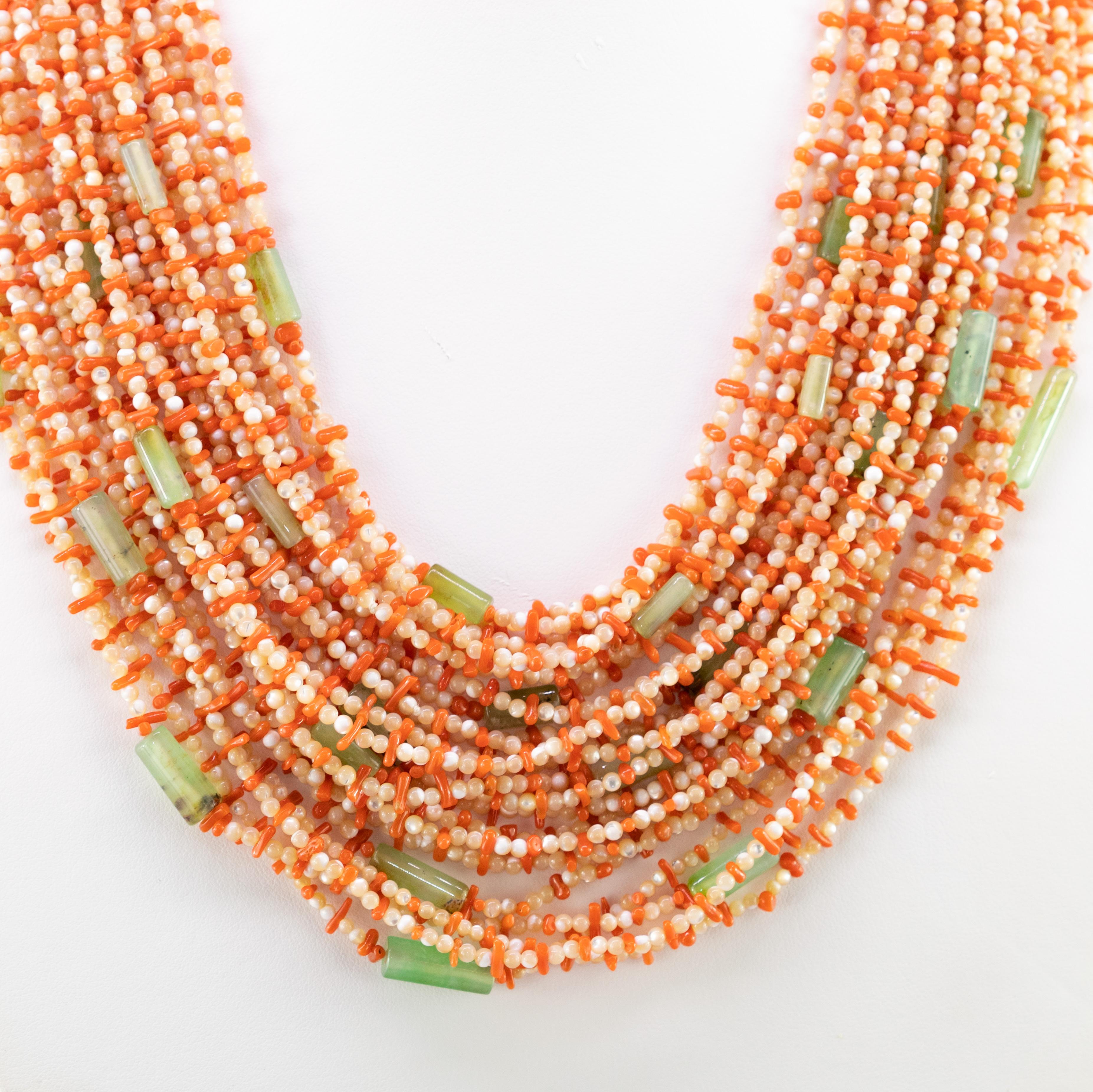 multi strand coral necklace