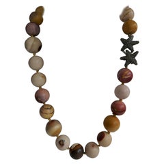 Mokai Jasper Exclusive 925 Oxidized Silver Starfish Clasp Gemstome Necklace