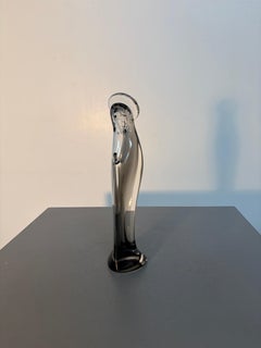 Moked and Clear Art Glass Madonna Figure with Halo