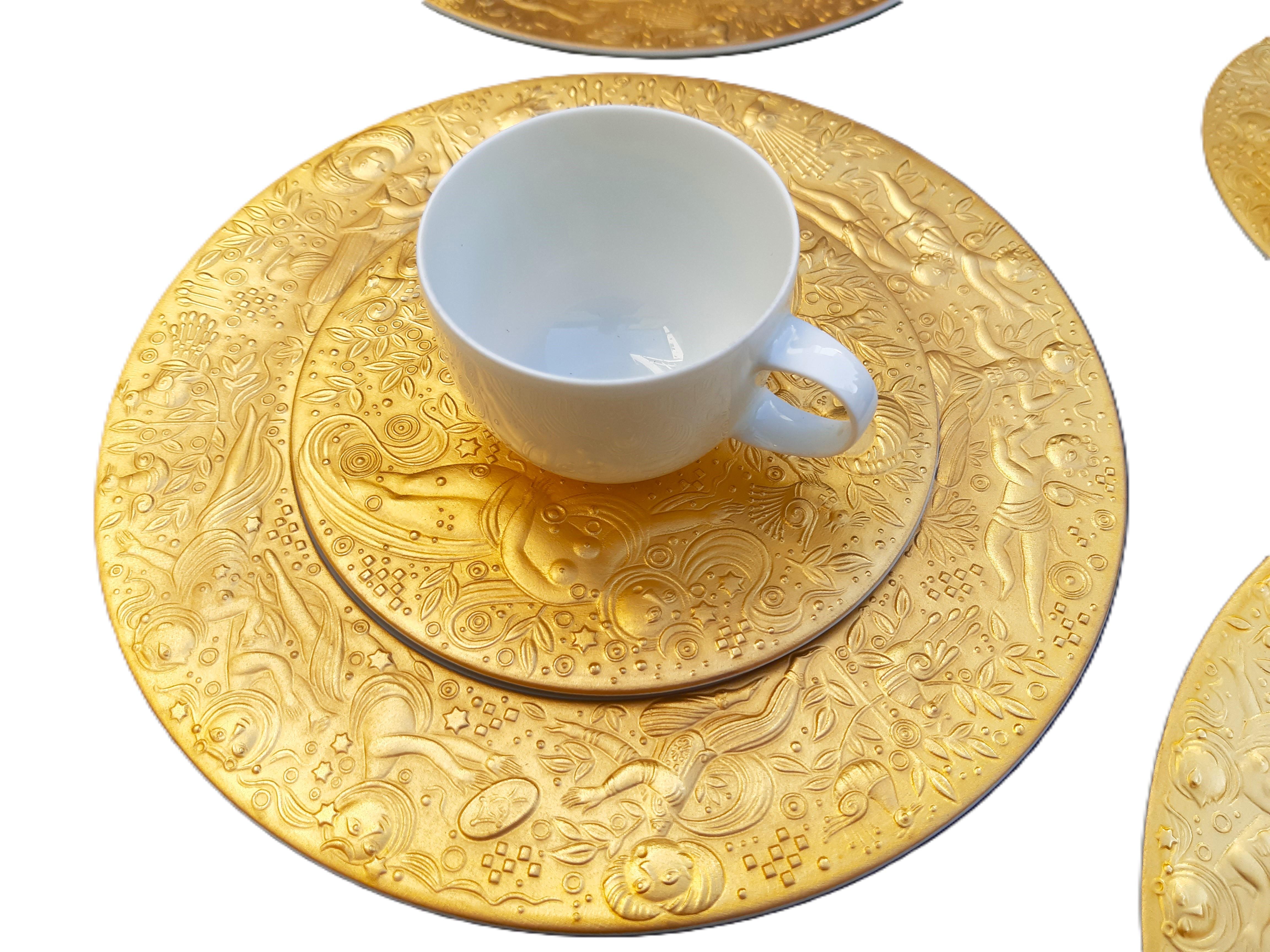 German Mokkaservice SARASTRO von Rosenthal - »Zauberflöte«, 24 Karat vergoldet, 1980er For Sale