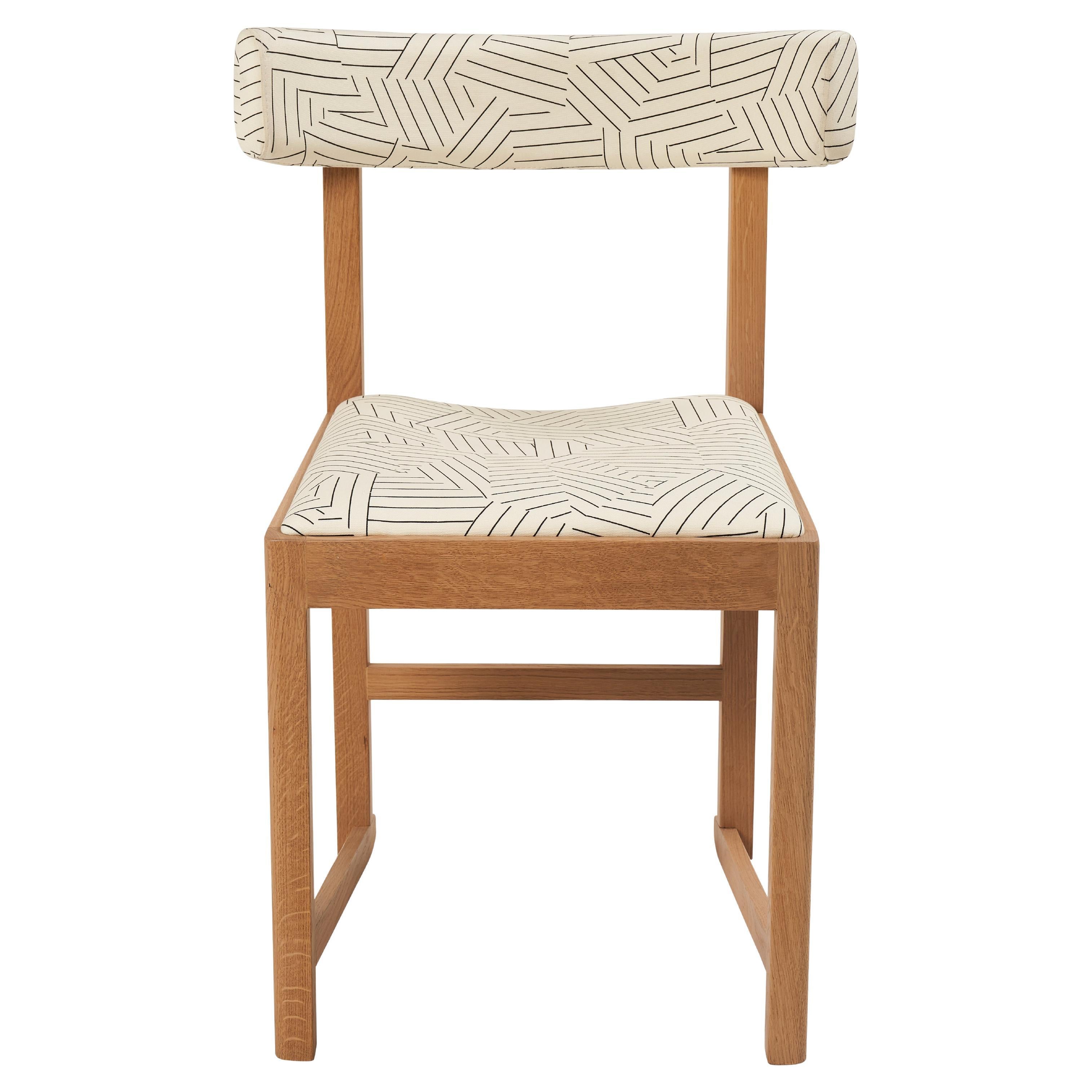 Mokki Dining Chair in Deconstructed Stripe Schumacher Performance Fabric For Sale