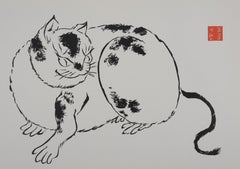 Japanese Print, The Cat - Signed Woodcut