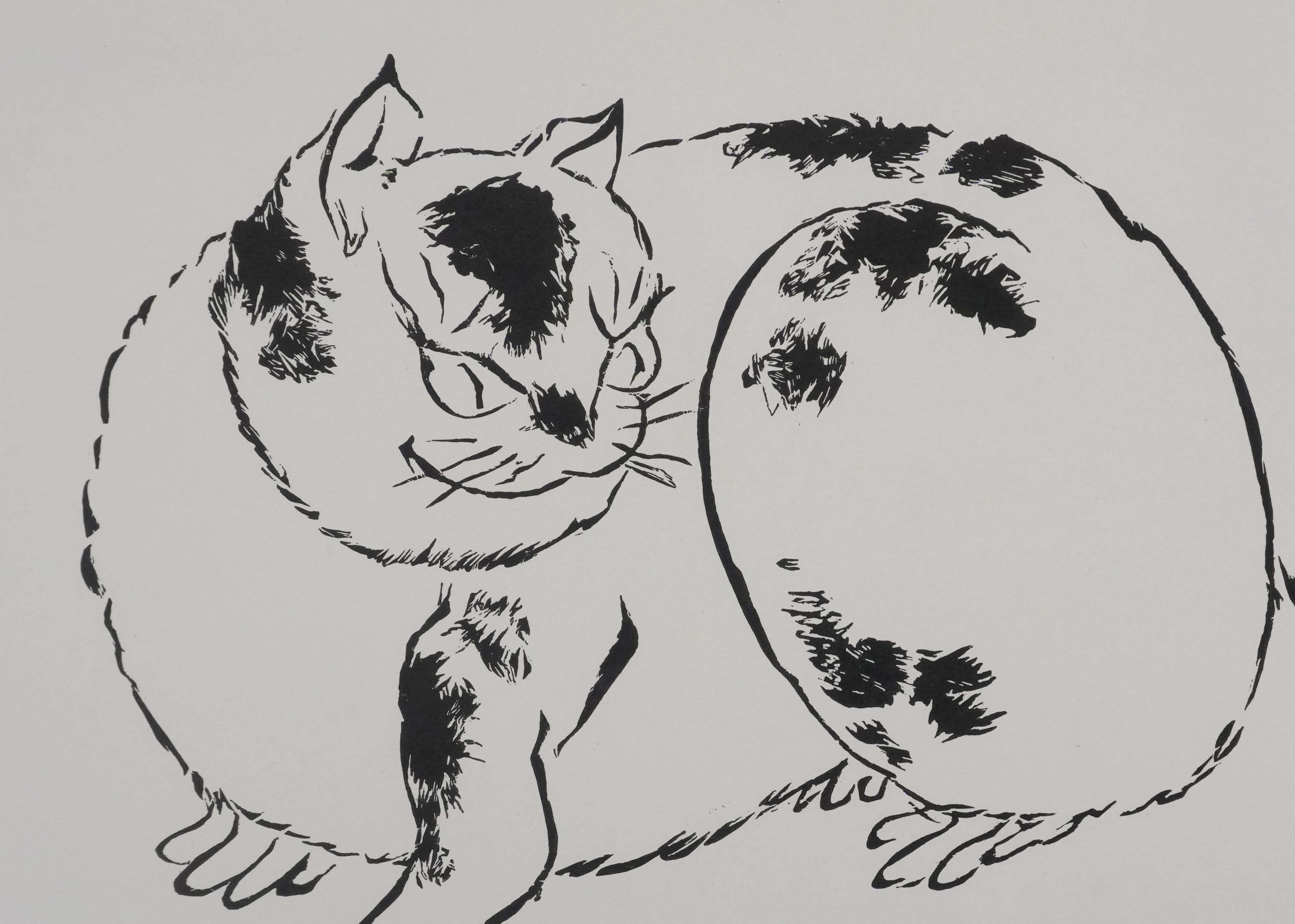 Mokuchu URUSHIBARA
The Cat, c. 1930

Woodcut after on an ink drawing
Signed with the artist's stamp
On paper 27 x 39 cm (c. 10,6 x 15,3 in)

INFORMATION : Engraving published by Mokuchu URUSHIBARA, also known as YOSHIJIRO, in the 1930s for Galerie
