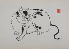 Japanese Print, The Cat - Signed Woodcut