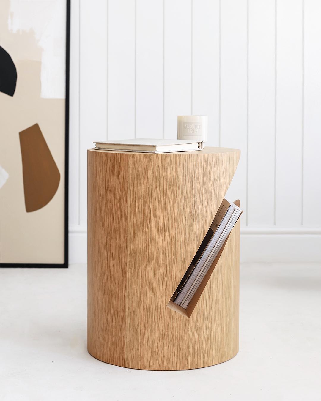 Modern Mola Side Table with Distinctive Look, Natural Oak For Sale