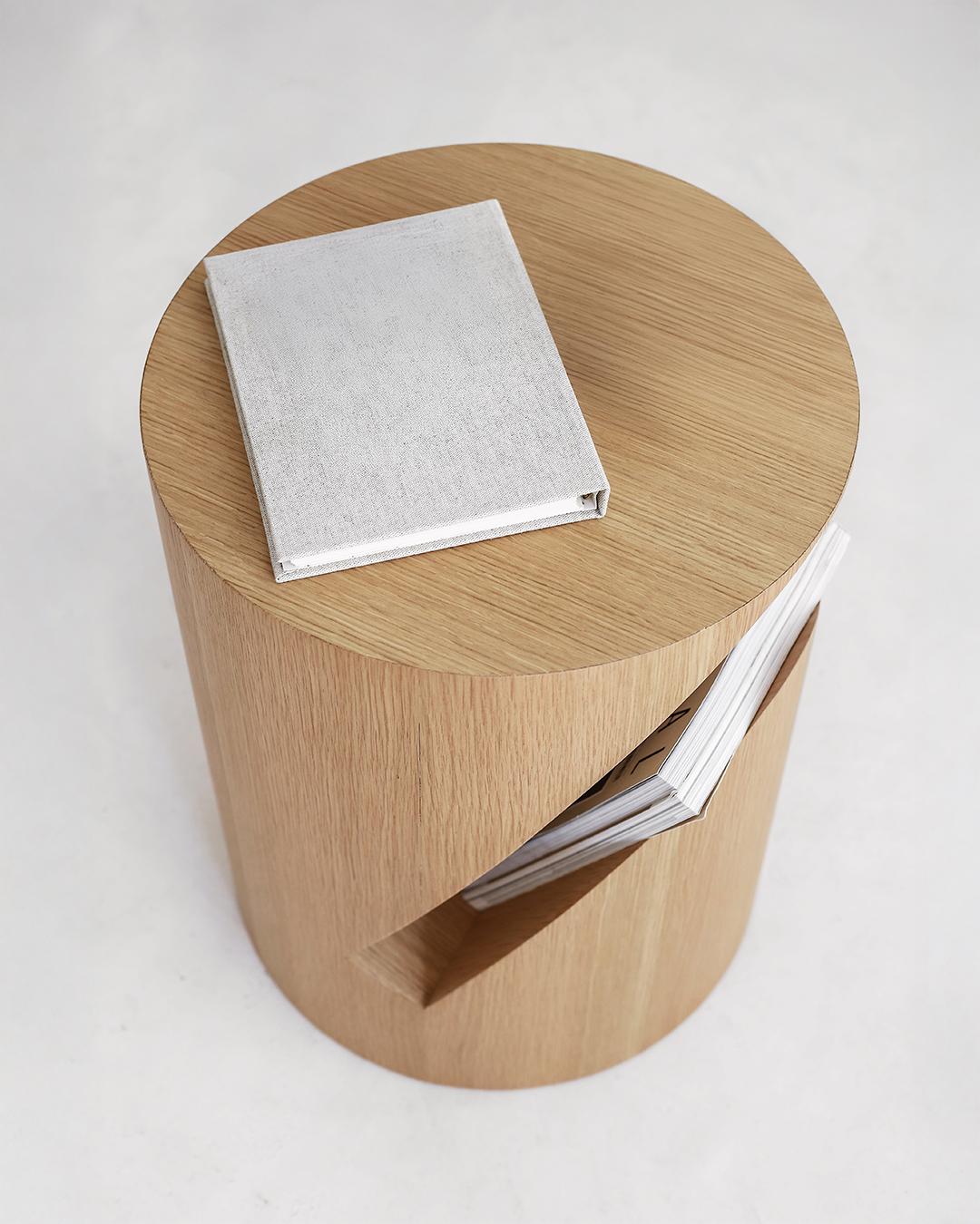 Turkish Mola Side Table with Distinctive Look, Natural Oak For Sale