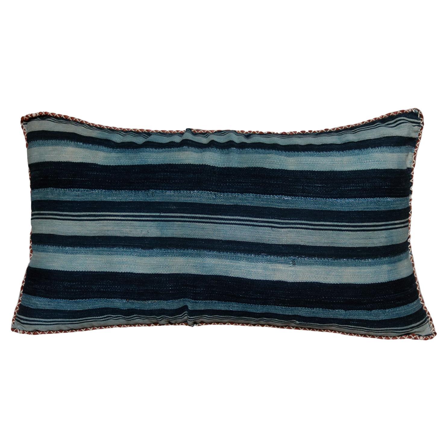 Molana Vintage African Textile And Leather Pillow