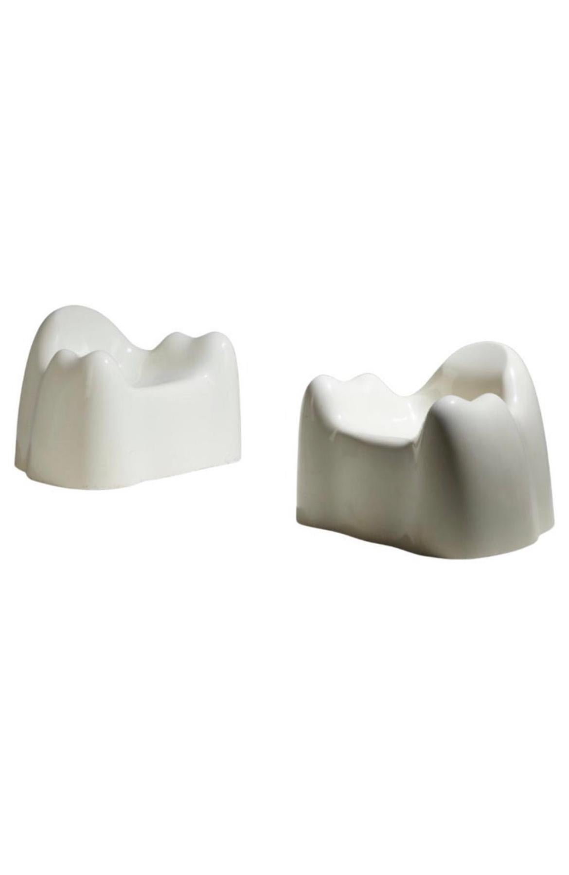 Three Molar chairs by Wendell Castle, USA, 1969. Gel-coated fiberglass and vinyl, in great condition. 
This work is part of the open-editioned Molar series and the model registered with the artist's studio as number 13. 

Can be purchased as a