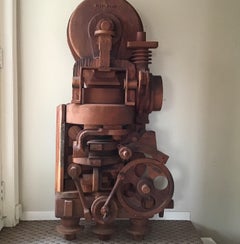 1920 Antique Abstract Hardwood Sculpture from Foundry Molds, 60” Tall